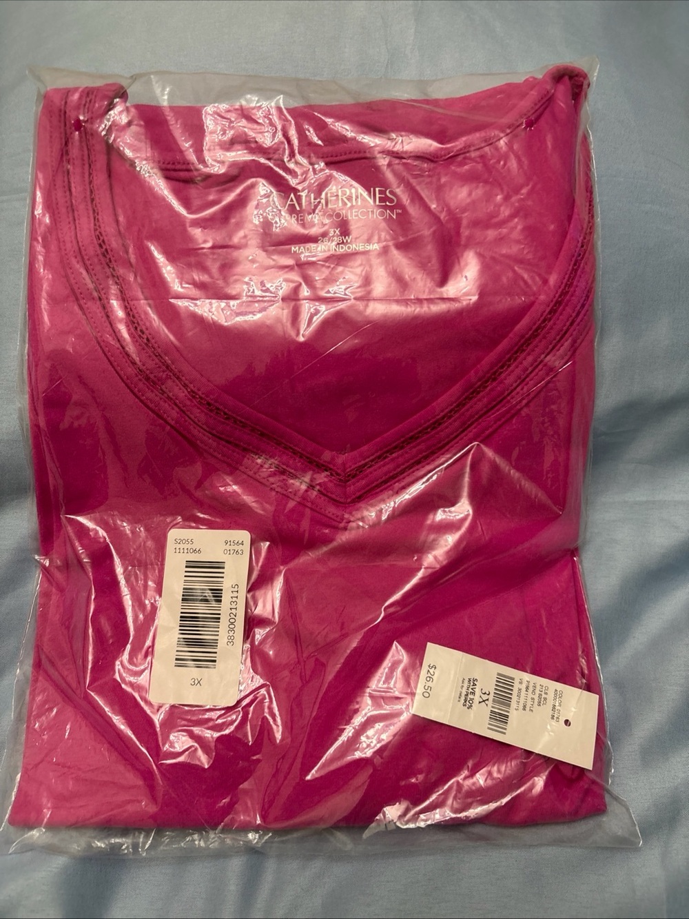 Catherines Suprema Collection Pink V-Neck Top 3X 26/28W NEW